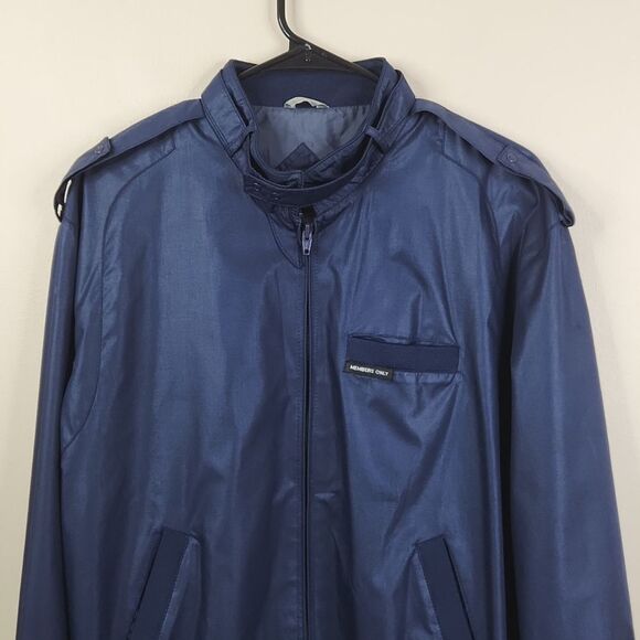 Vintage 80s Members Only Navy Blue Classic Iconic Racer Bomber Jacket 42 - Picture 3 of 7